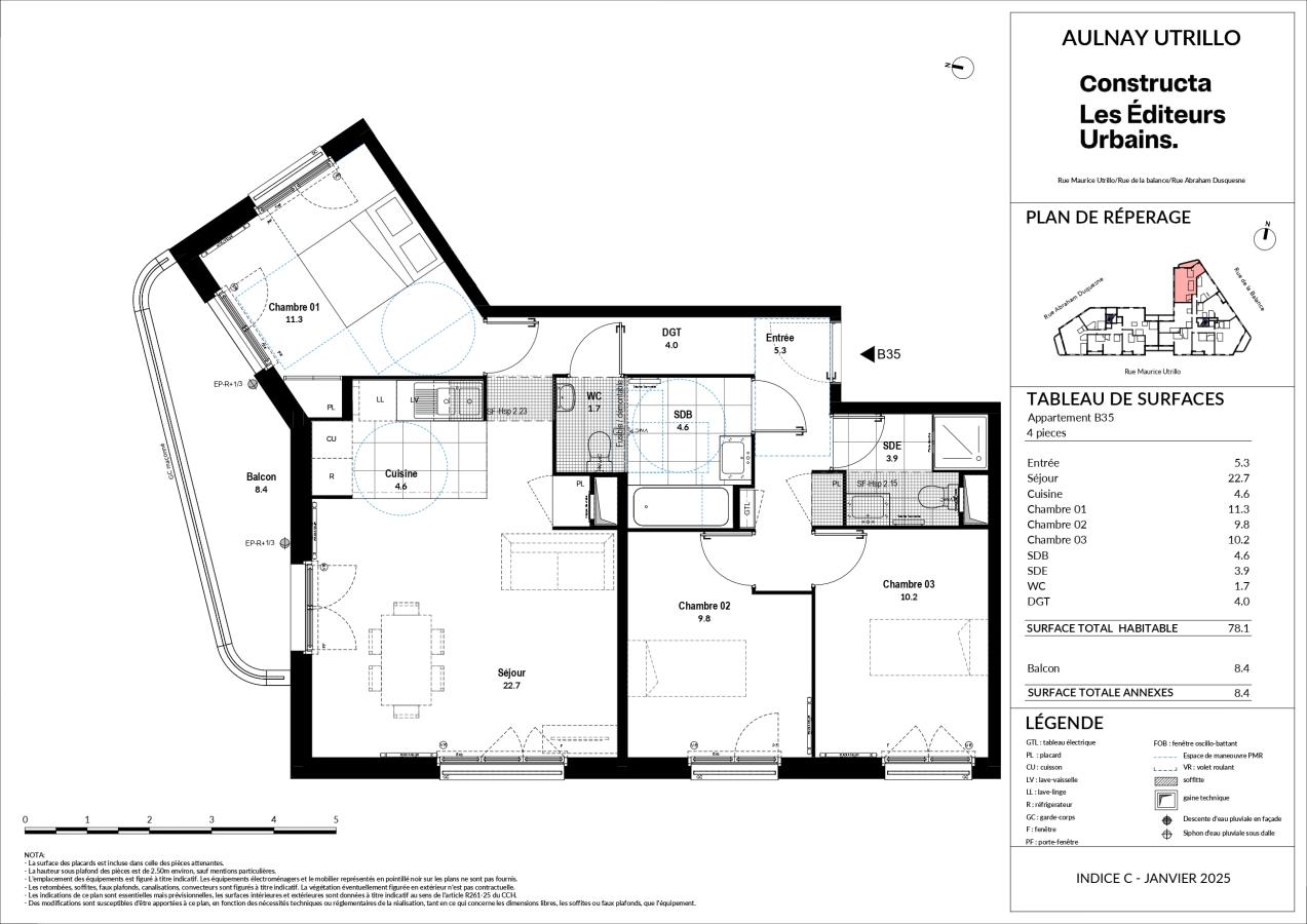 4 pièces - 3ème étage - 78m² - 1 348,75 € - Photo #5