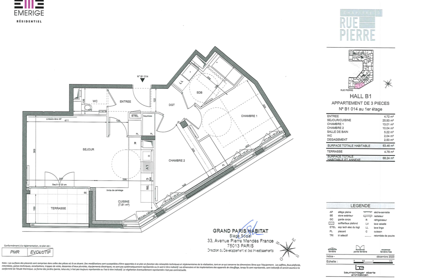 3 pièces - 1er étage - 63m² - 1 368,55 € - Photo #0