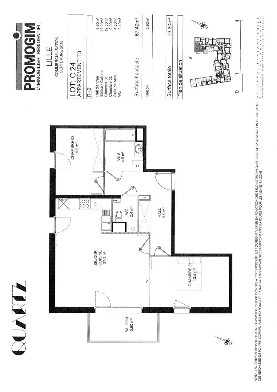 
																																							3 pièces - 
																																						2ème étage - 67m² - 898,59 € - Photo #5