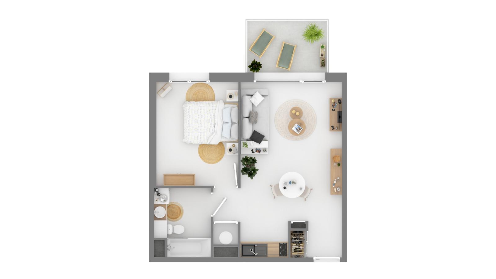 2 pièces - 2ème étage - 45m² - 630,03 € - Photo #0
