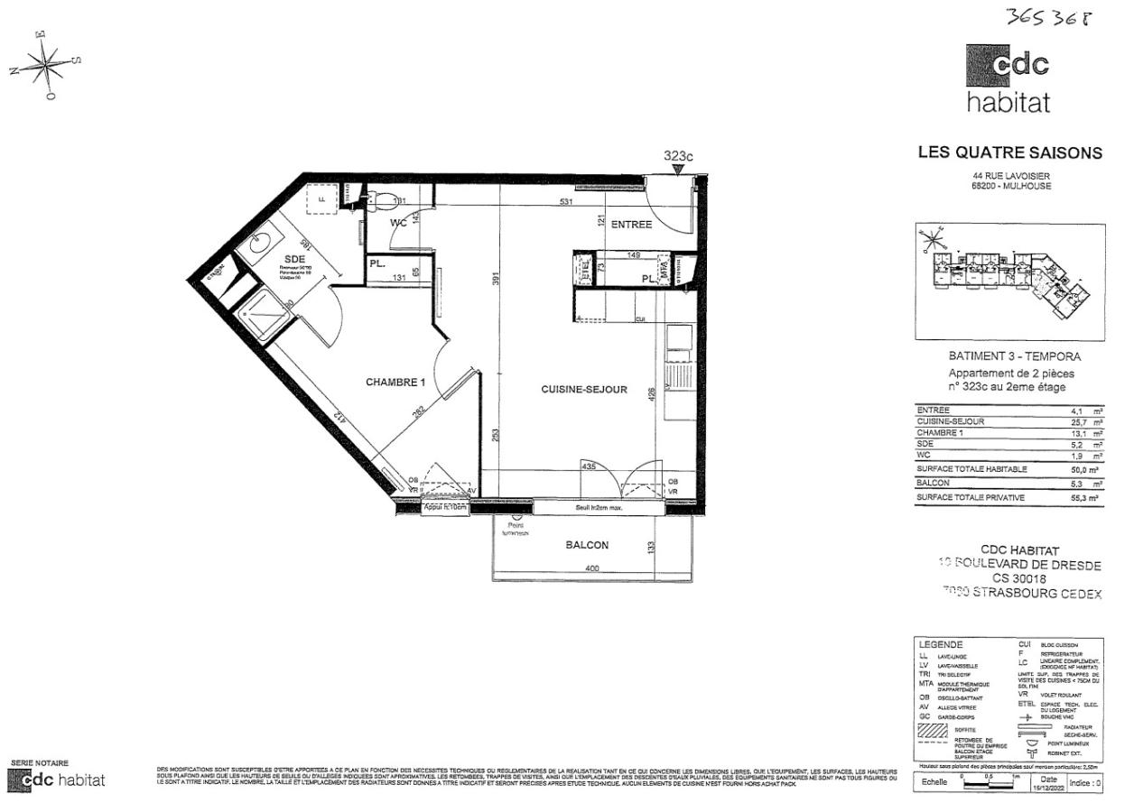 
																																							2 pièces - 
																																						2ème étage - 51m² - 691,87 € - Photo #1