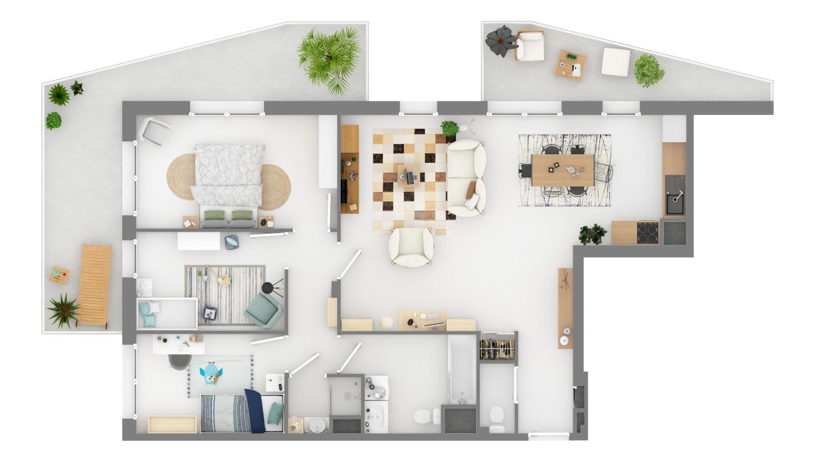 
																																							4 pièces - 
																																						4ème étage - 89m² - 1 205,47 € - Photo #1