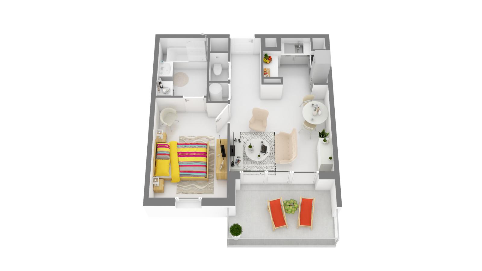 
																																							2 pièces - 
																																						3ème étage - 40m² - 1 045,49 € - Photo #5