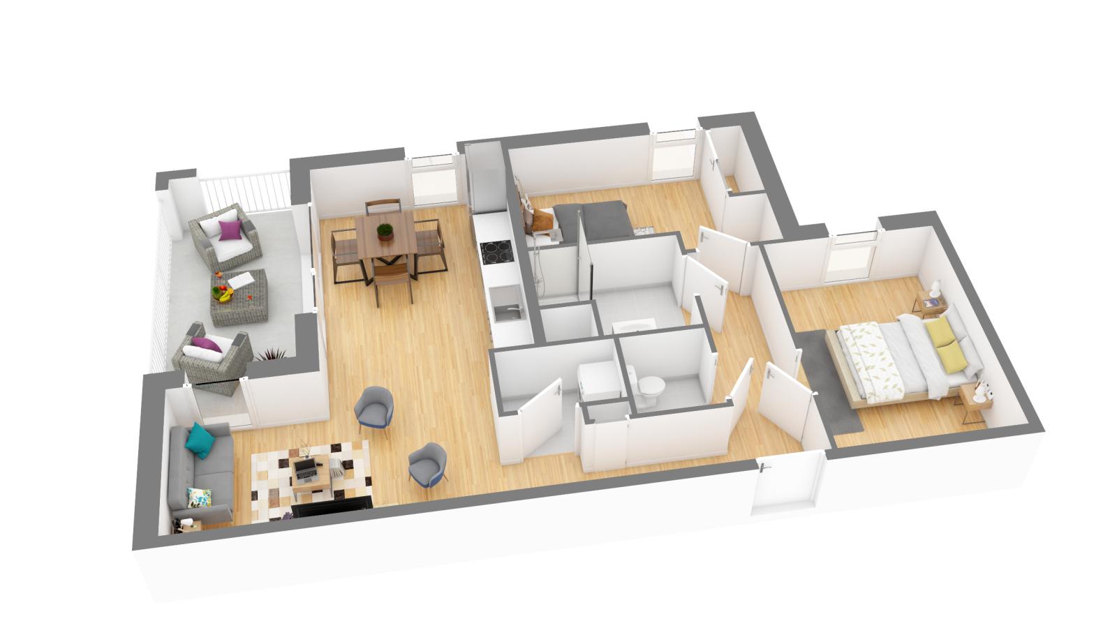 3 pièces - 3ème étage - 66m² - 939,99 € - Photo #4
