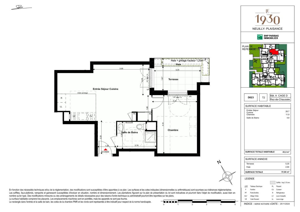 
																			2 pièces - 
																		RDC - 43m² - 1 013,37 € - Photo #0