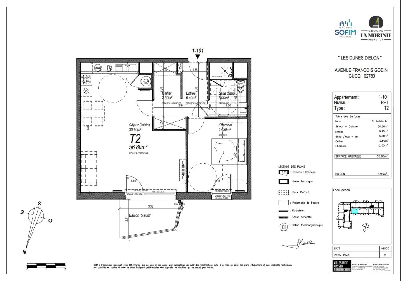 
																																							2 pièces - 
																																						1er étage - 58m² - 829,07 € - Photo #2