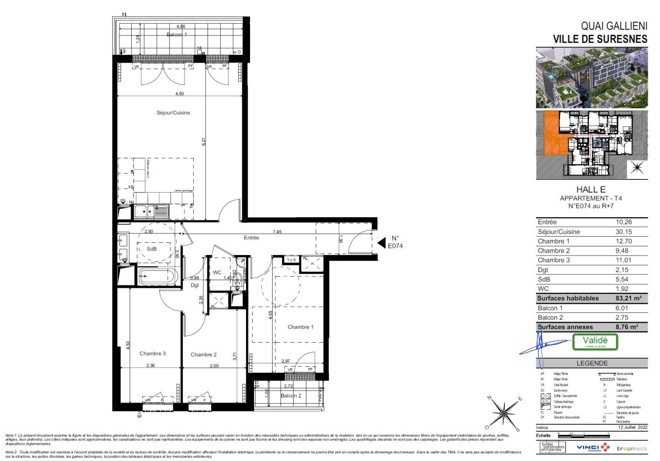 
																																							4 pièces - 
																																						7ème étage - 83m² - 2 191,27 € - Photo #1