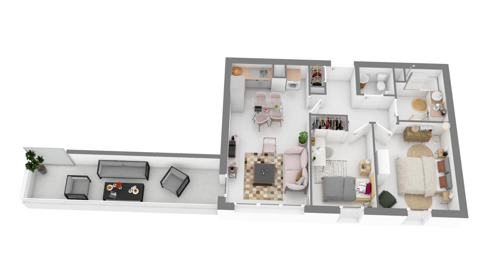 
																																							3 pièces - 
																																						2ème étage - 54m² - 1 105,12 € - Photo #1