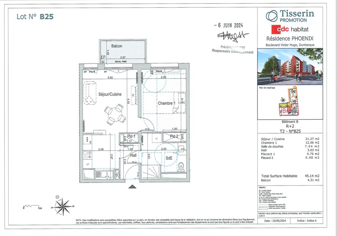 
																																							2 pièces - 
																																						2ème étage - 45m² - 700,05 € - Photo #1
