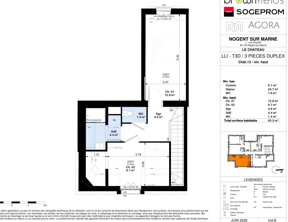 3 pièces - 1er étage - 65m² - 1 473,45 € - Photo #1