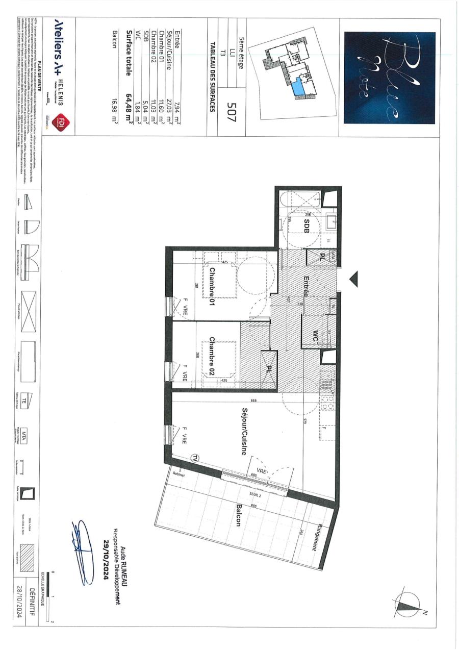 
																																							3 pièces - 
																																						5ème étage - 64m² - 1 004,78 € - Photo #1