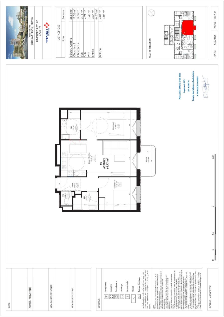 
																			3 pièces - 
																		6ème étage - 65m² - 1 266,03 € - Photo #0