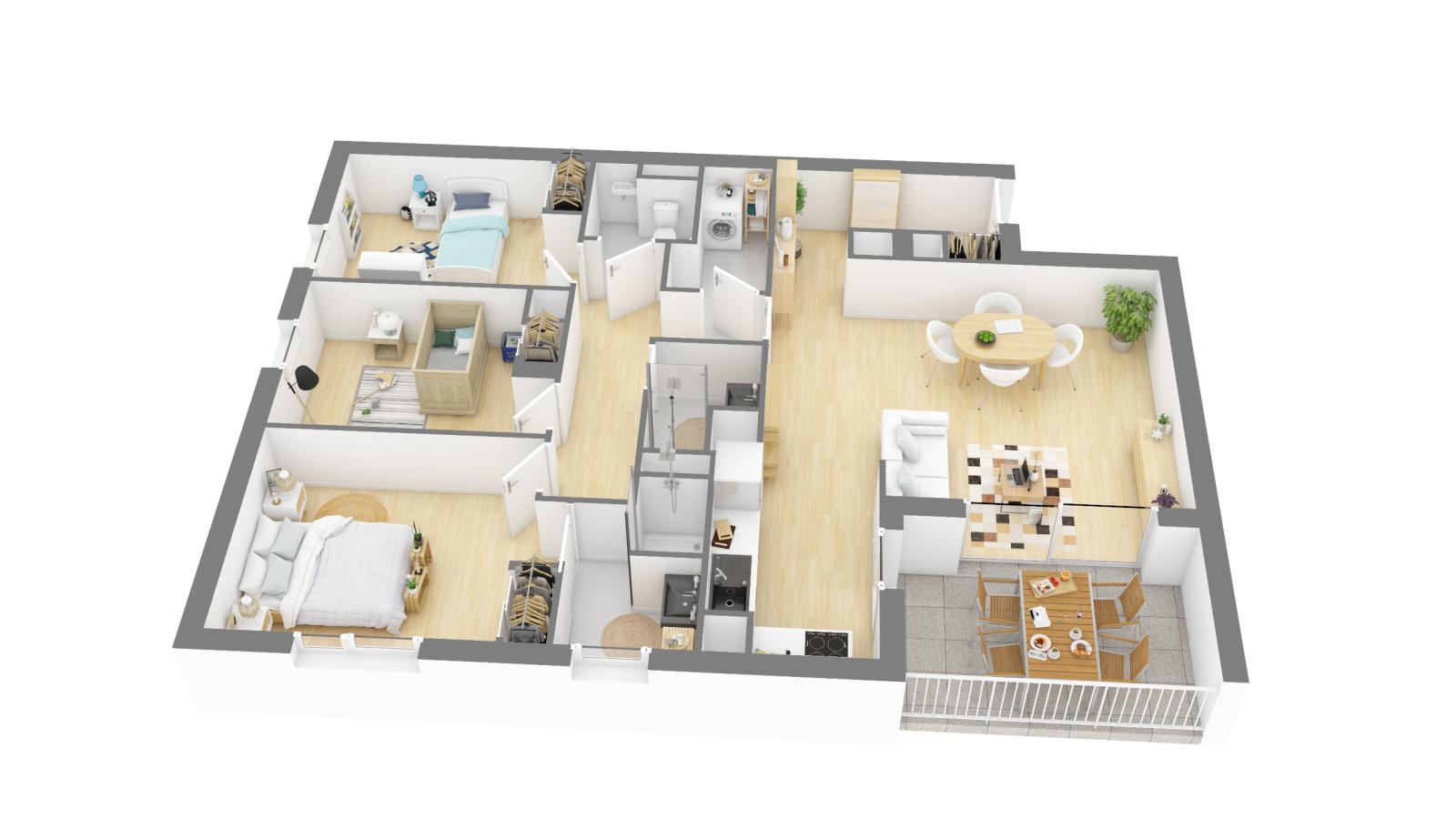 
																																							4 pièces - 
																																						3ème étage - 88m² - 1 214,71 € - Photo #3