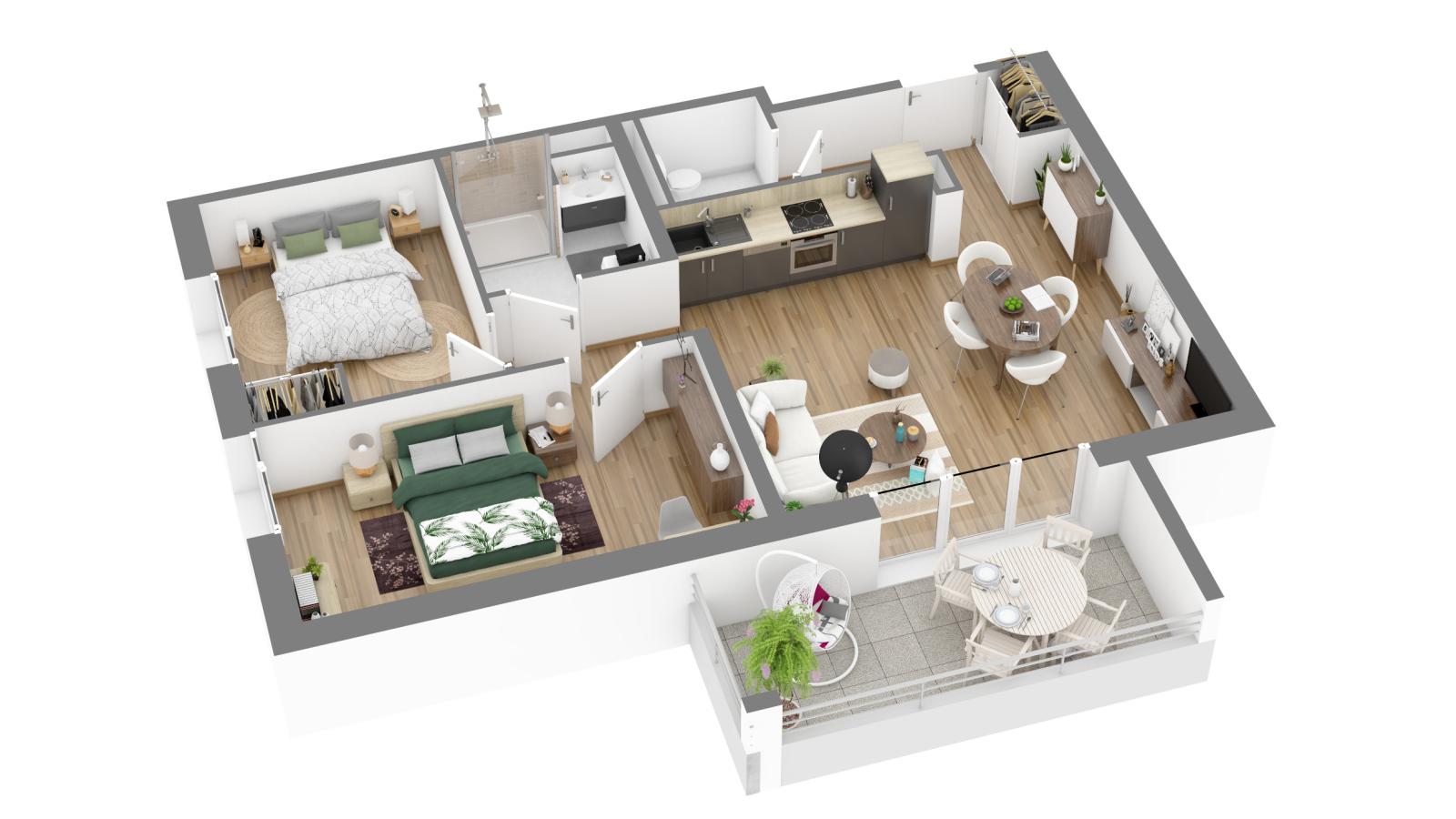 
																																							3 pièces - 
																																						1er étage - 66m² - 876,11 € - Photo #3