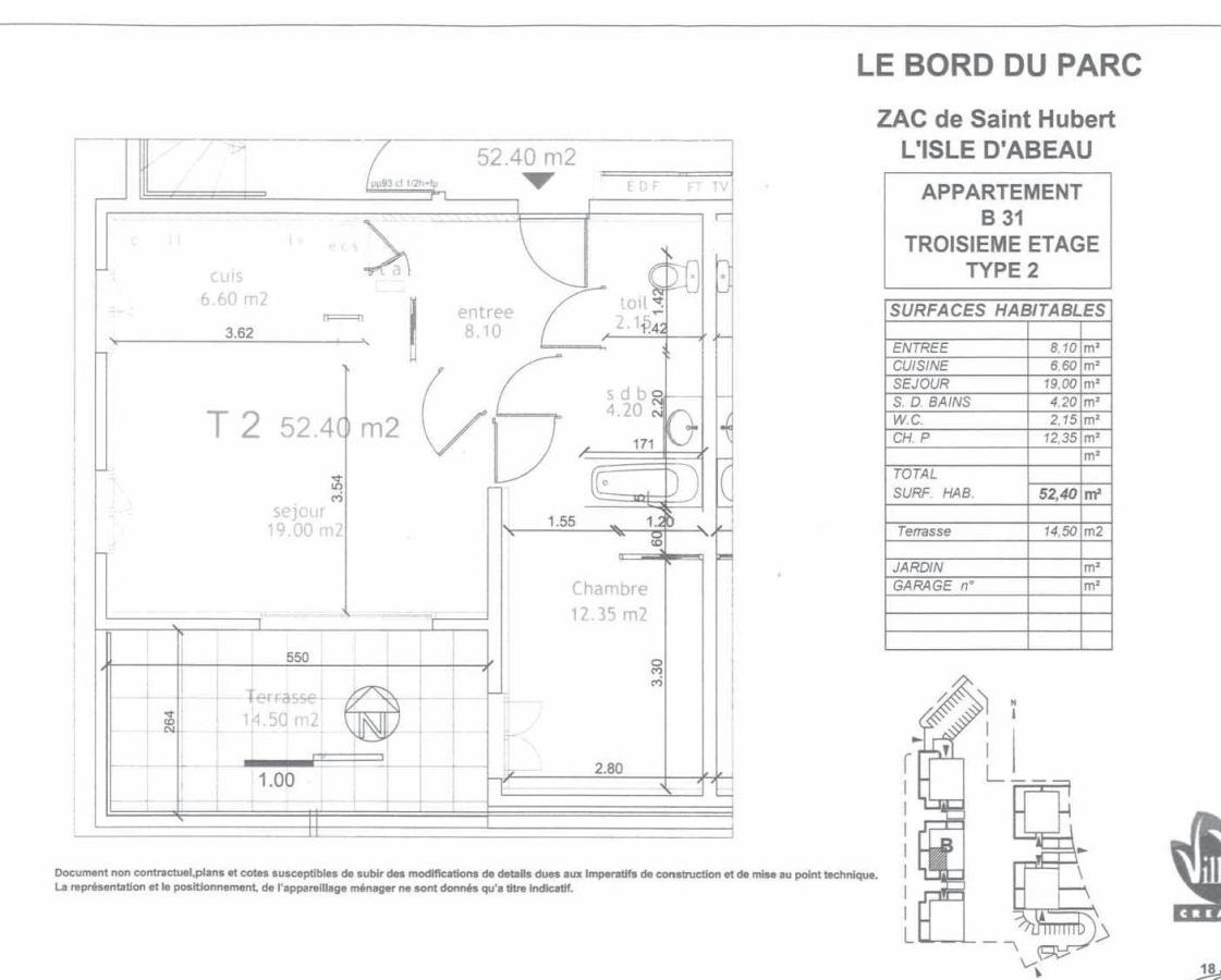 
																																							2 pièces - 
																																						3ème étage - 52m² - 710,72 € - Photo #5
