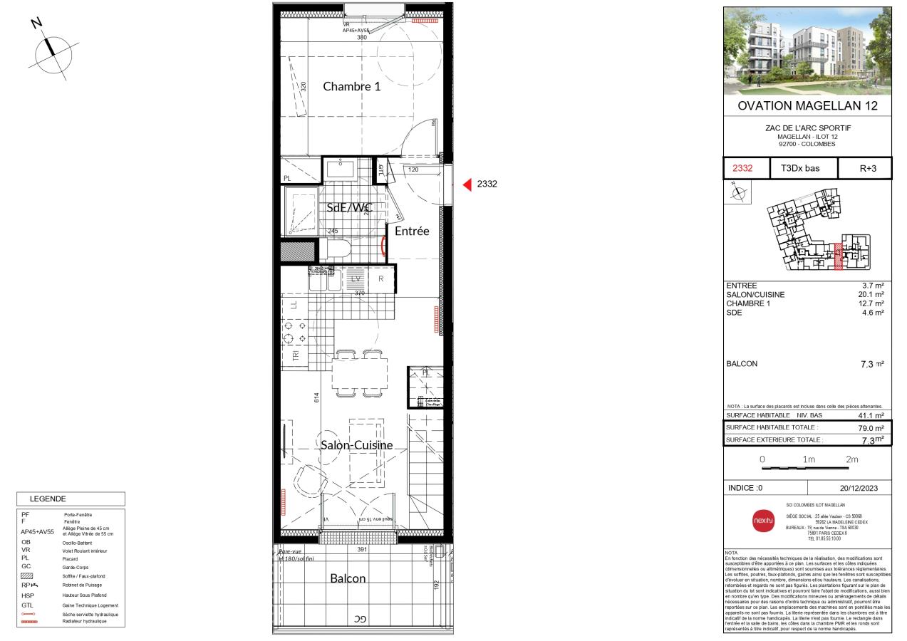 3 pièces - 3ème étage - 79m² - 1 722,09 € - Photo #1
