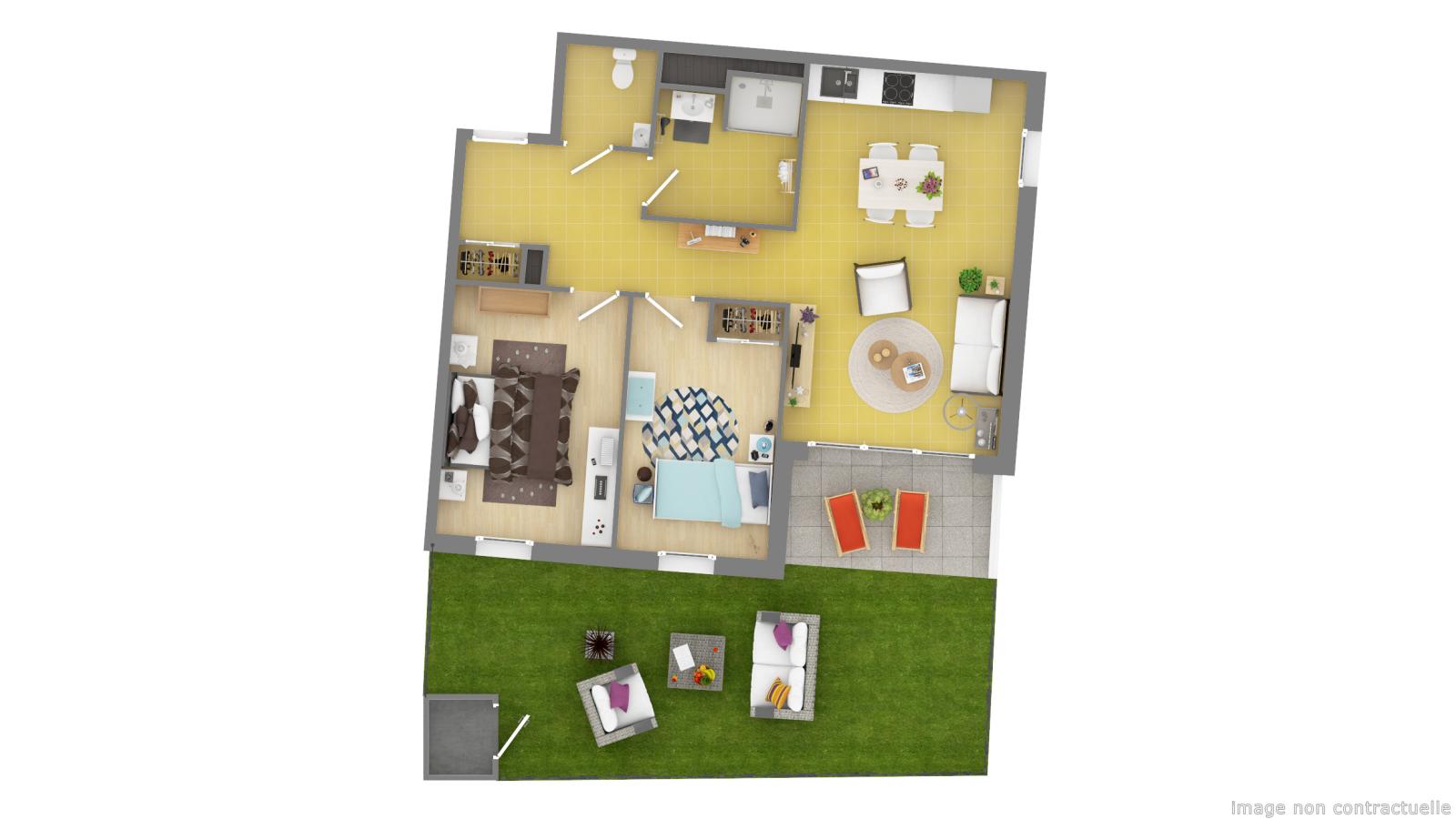 
																			3 pièces - 
																		RDC - 62m² - 783,86 € - Photo #2