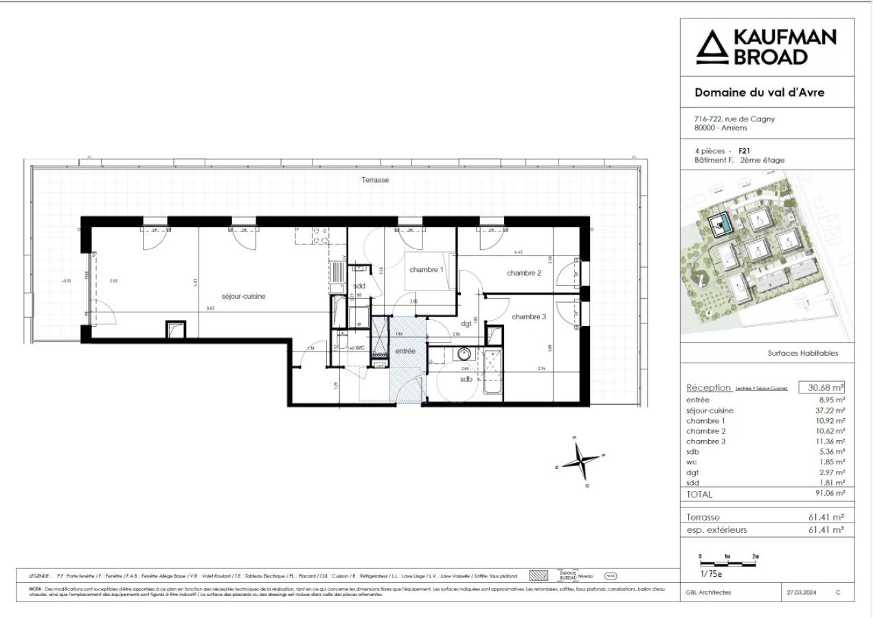 4 pièces - 2ème étage - 92m² - 1 049,61 € - Photo #1