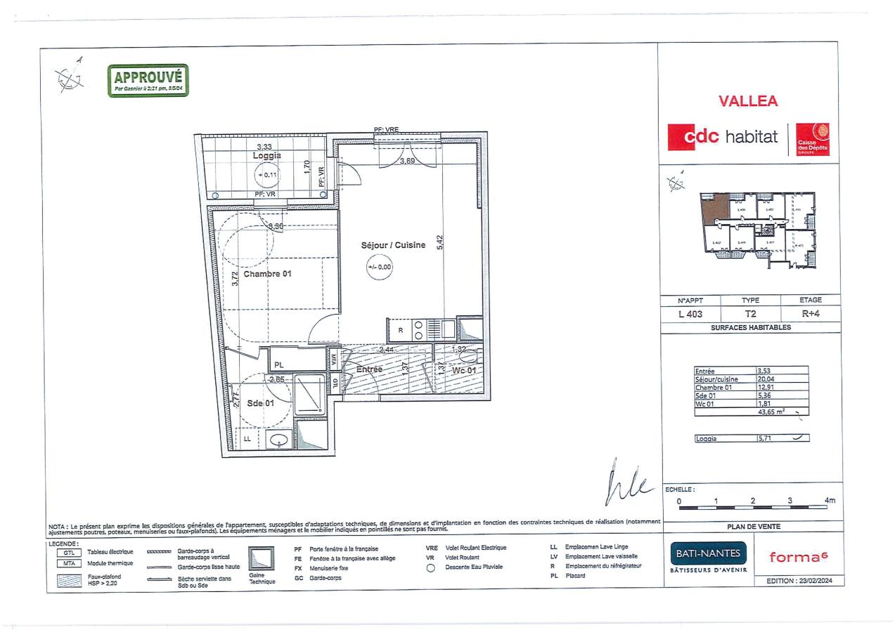2 pièces - 4ème étage - 44m² - 687,10 € - Photo #1