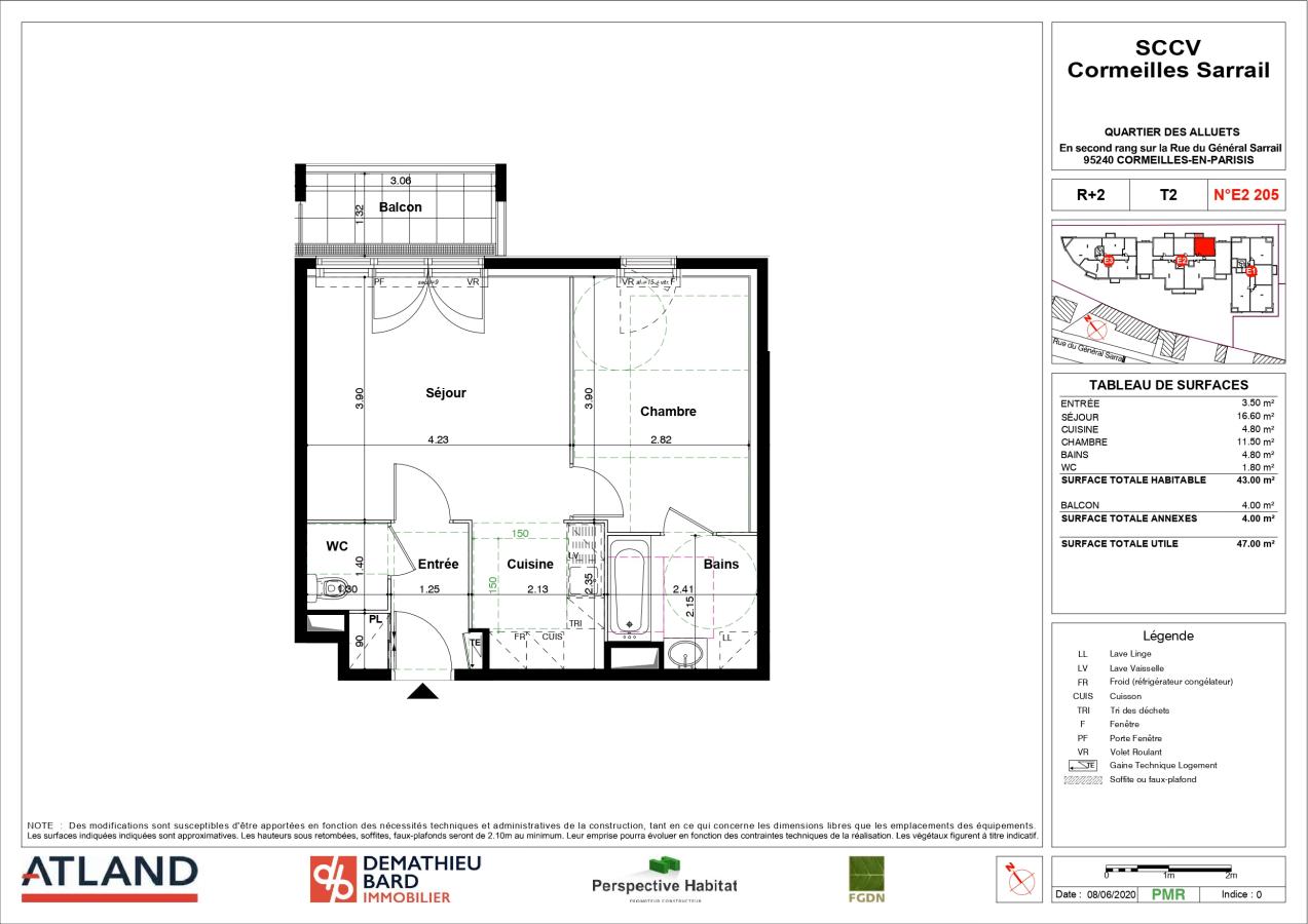 
																			2 pièces – 
																		2ème étage – 43m² - 1 023,13 € - Photo #0