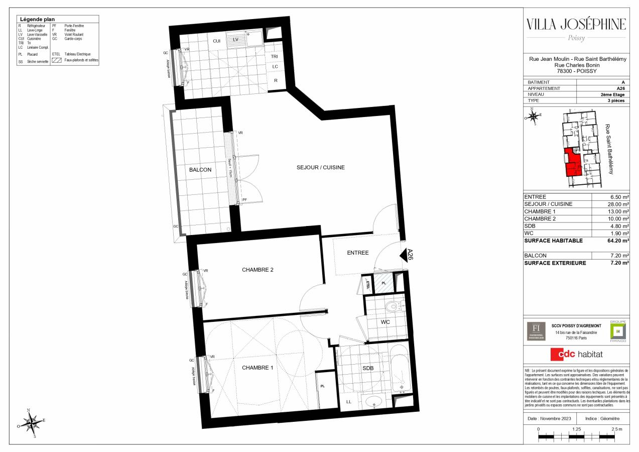 
																																							3 pièces - 
																																						2ème étage - 64m² - 1 287,76 € - Photo #6
