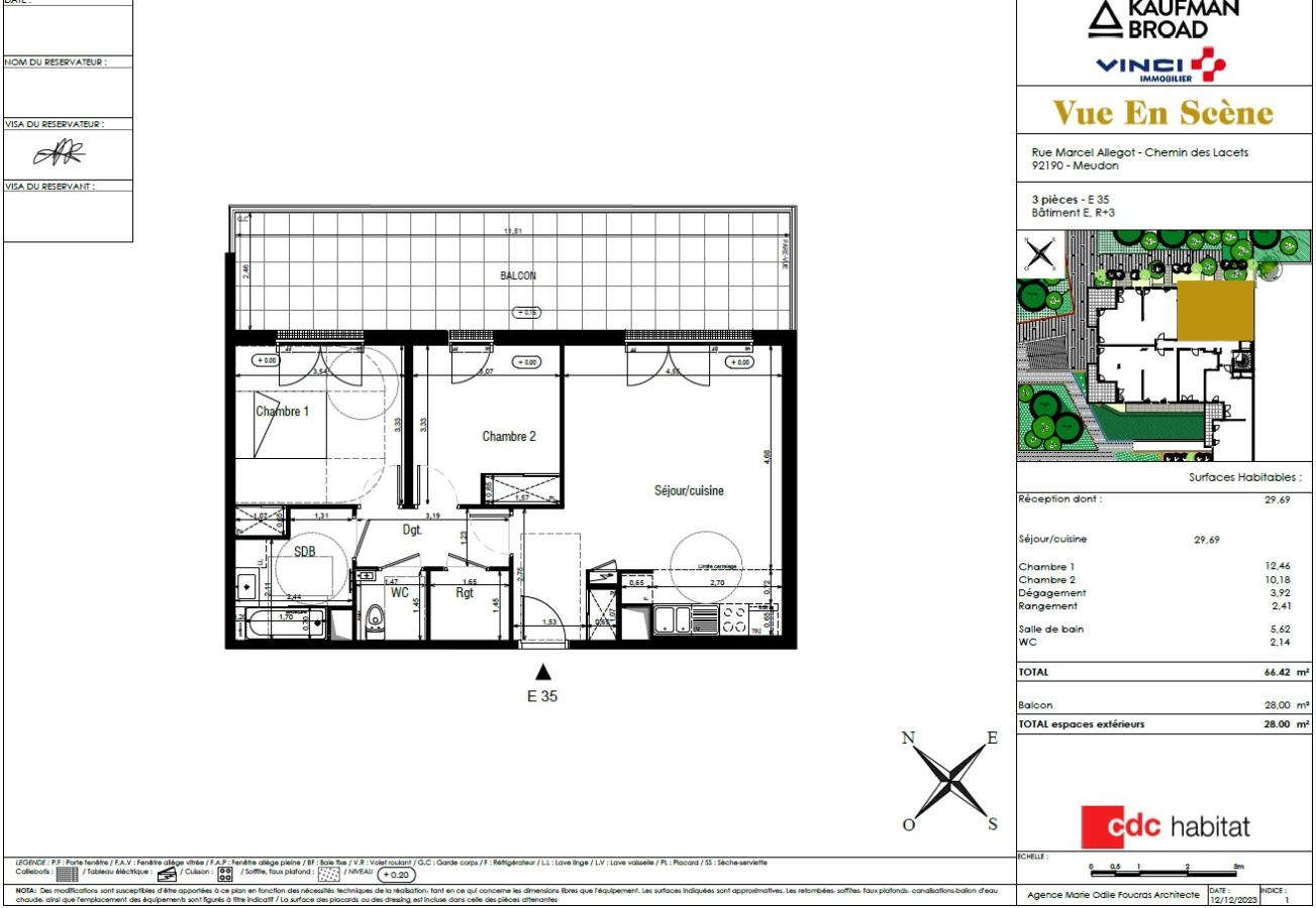 
																																							3 pièces - 
																																						3ème étage - 66m² - 1 813,68 € - Photo #1