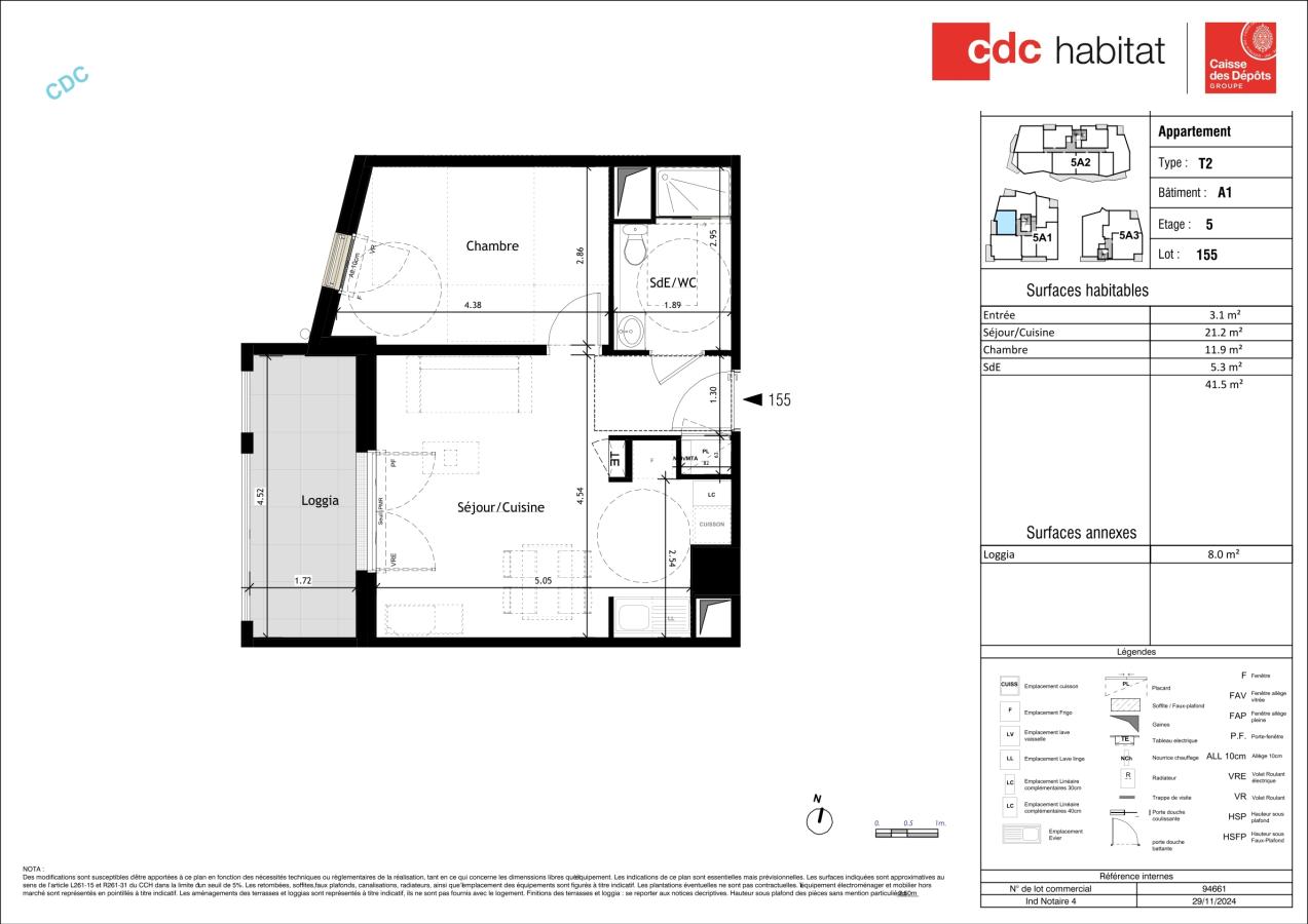 
																																							2 pièces - 
																																						5ème étage - 42m² - 645,24 € - Photo #5