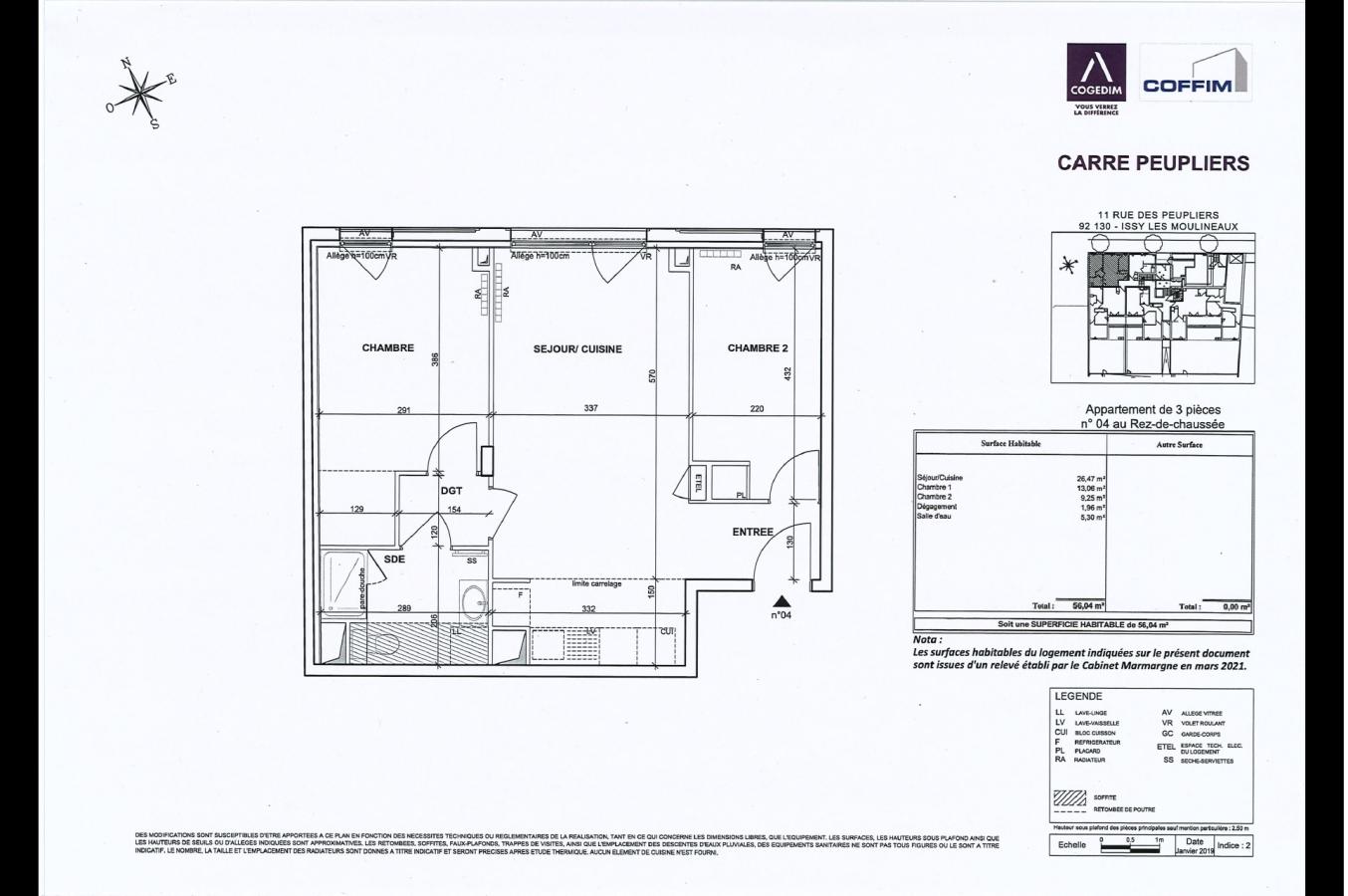 
																			3 pièces – 
																		RDC – 56m² - 1 566,24 € - Photo #0