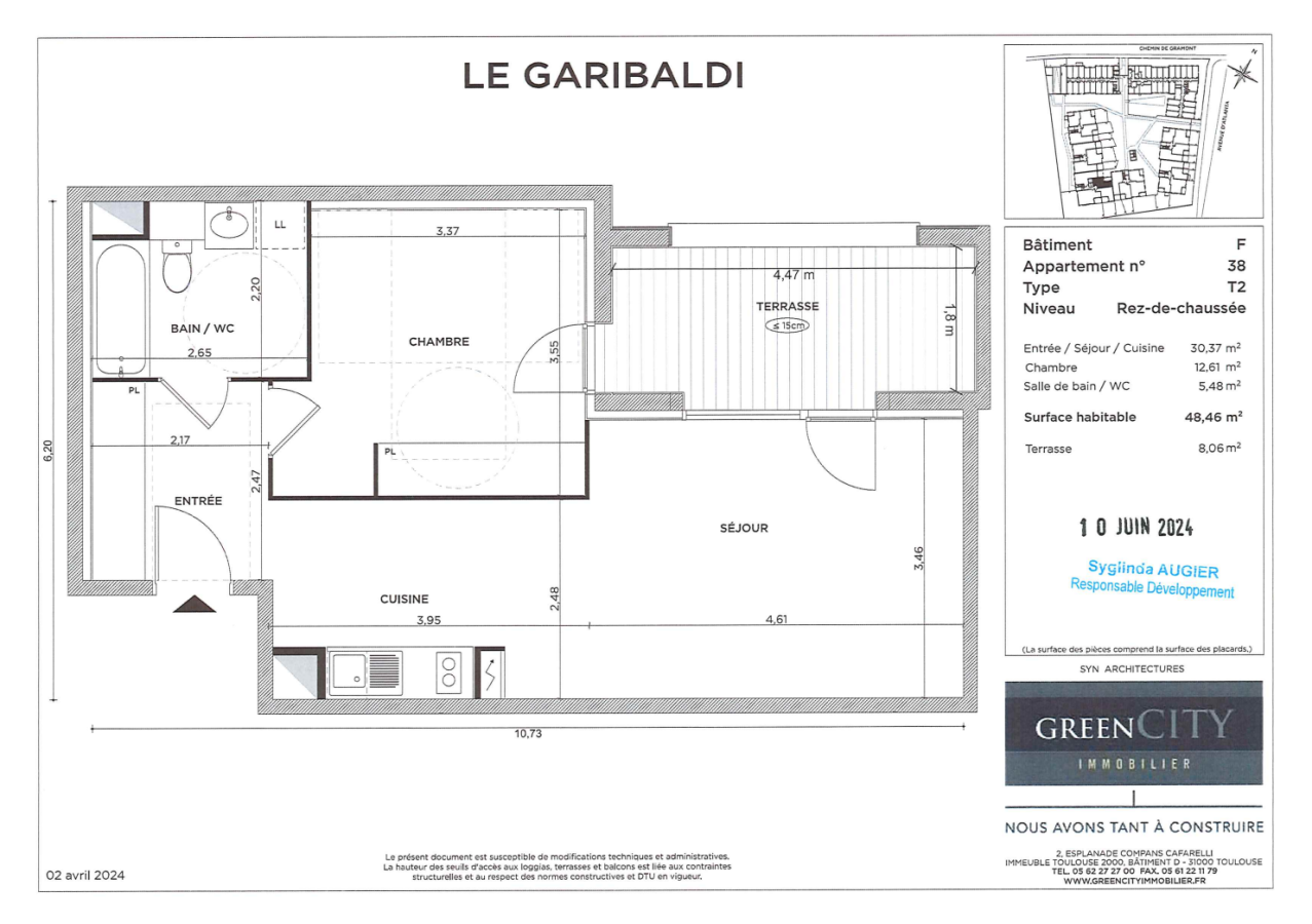 
																																							2 pièces - 
																																						RDC - 48m² - 691,67 € - Photo #1