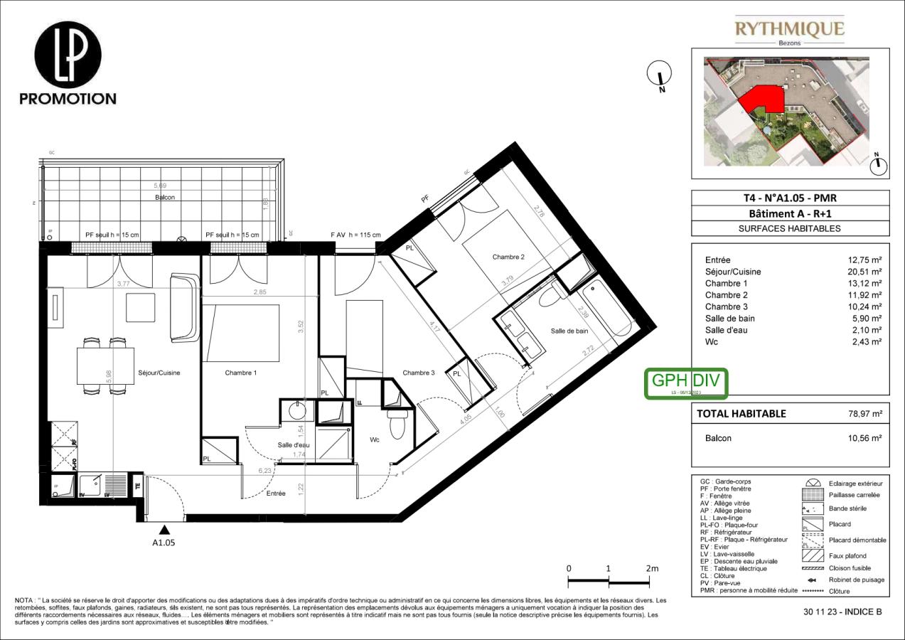 
																			4 pièces - 
																		1er étage - 79m² - 1 550,40 € - Photo #0