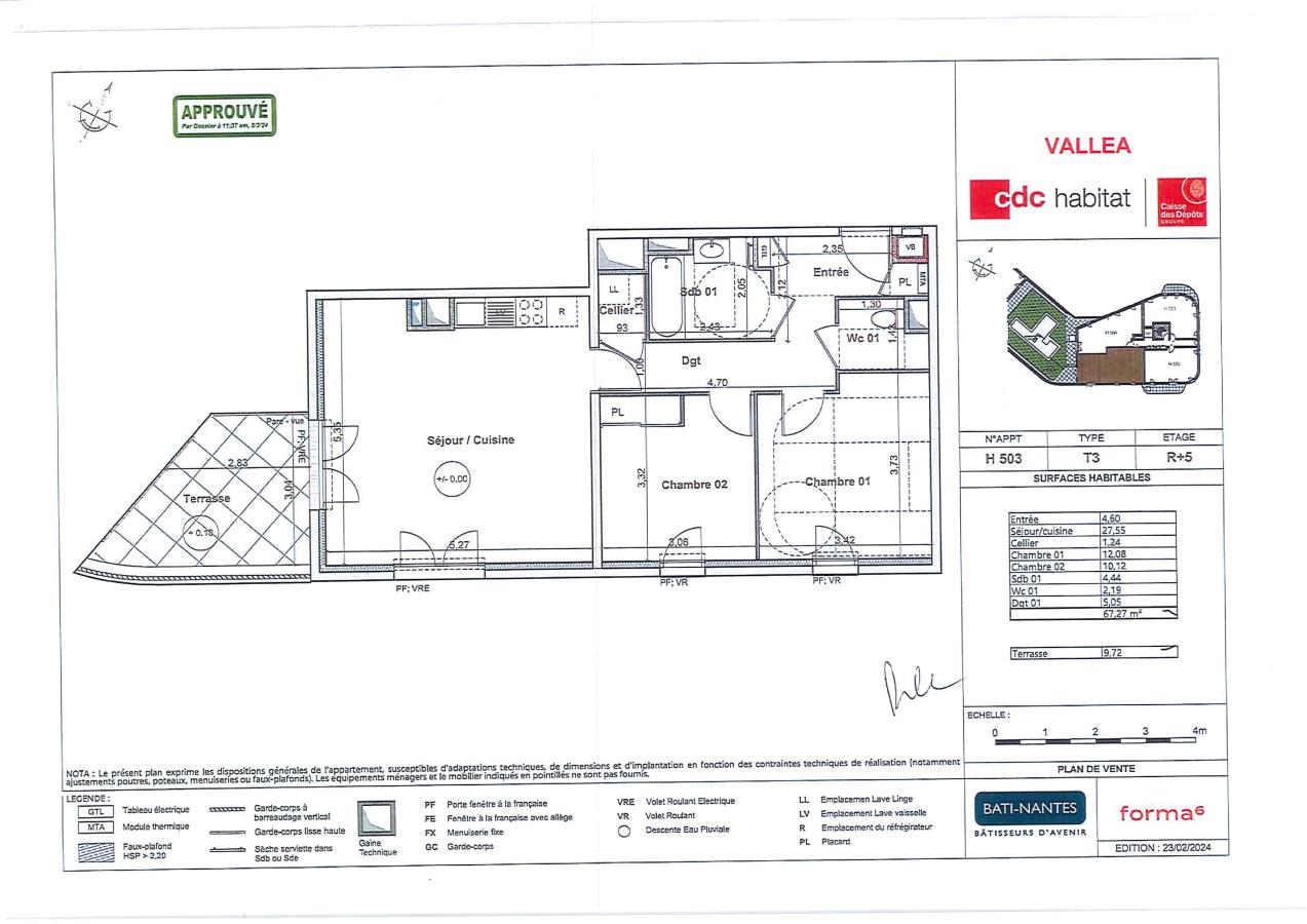 
																																							3 pièces - 
																																						5ème étage - 66m² - 976,81 € - Photo #7