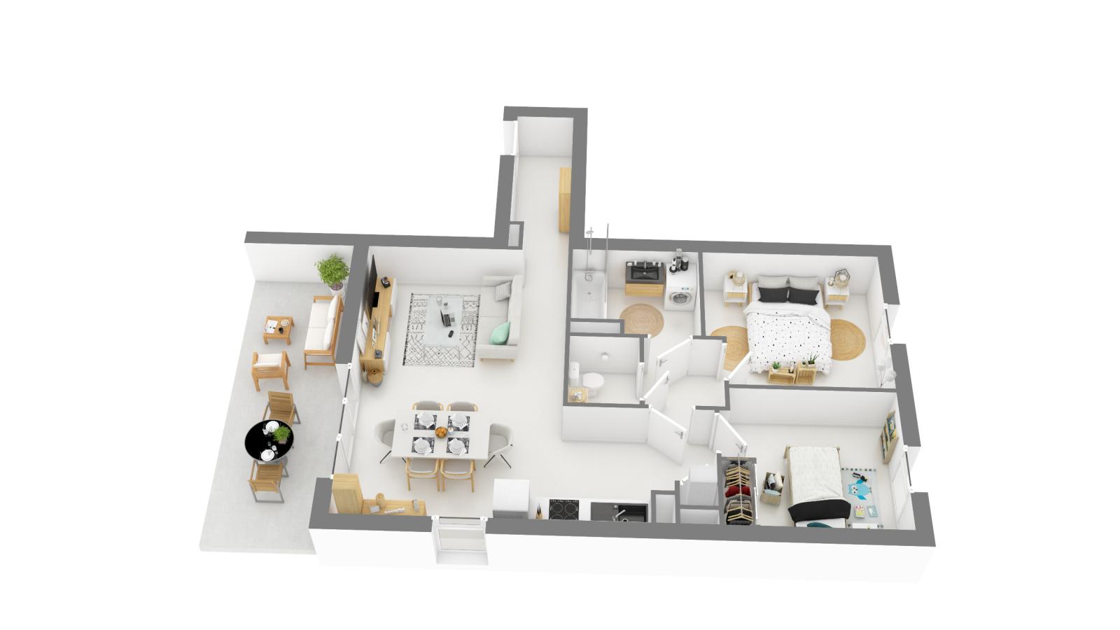 
																			3 pièces - 
																		RDC - 64m² - 1 079,57 € - Photo #1