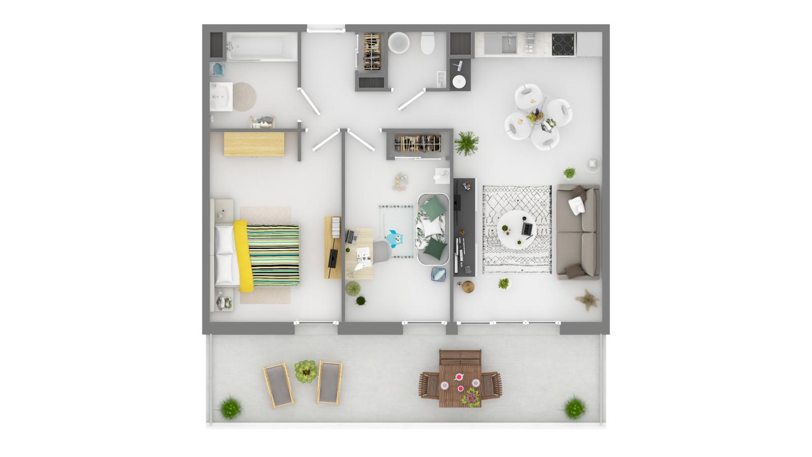 
																																							3 pièces - 
																																						1er étage - 65m² - 1 218,87 € - Photo #2