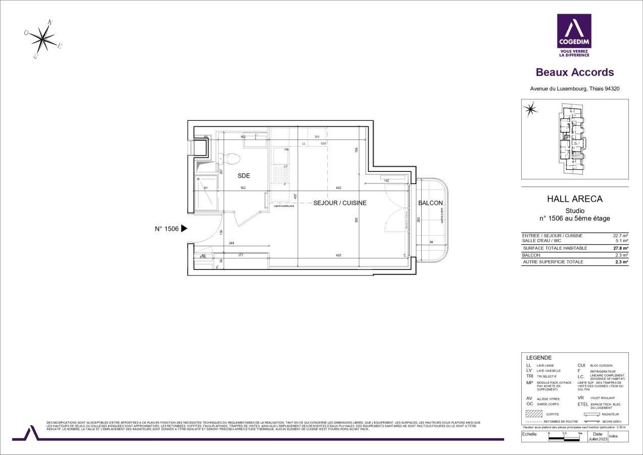 
																			1 pièce - 
																		5ème étage - 28m² - 776,24 € - Photo #1