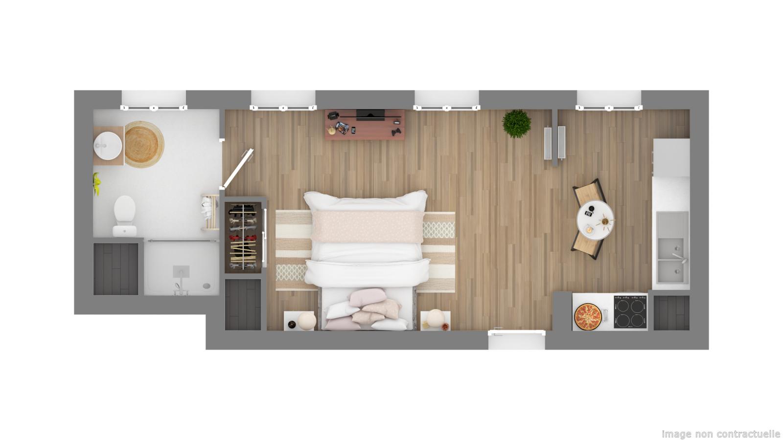 
																			1 pièce - 
																		2ème étage - 29m² - 535,90 € - Photo #3