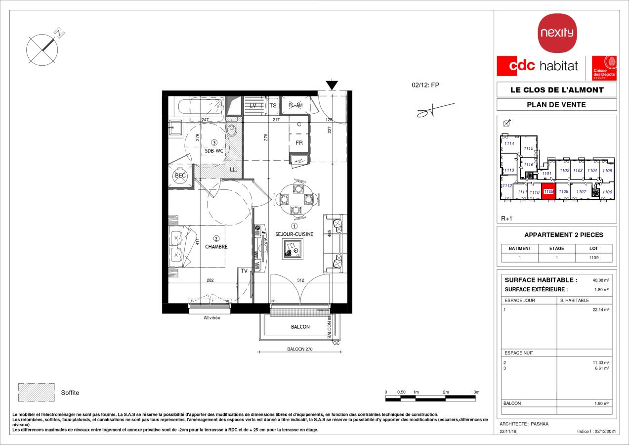
																																							2 pièces - 
																																						1er étage - 40m² - 726,86 € - Photo #1