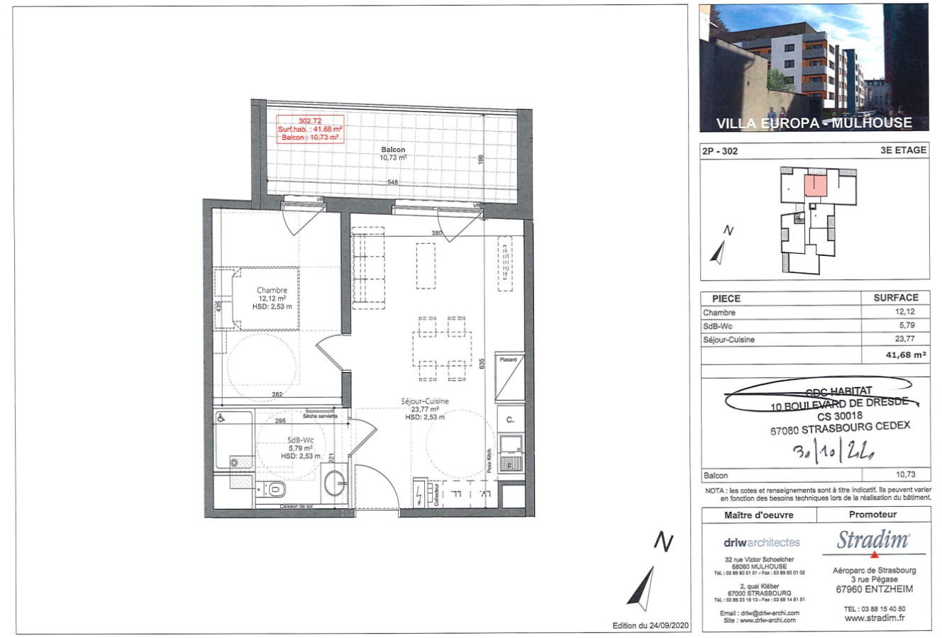 
																			2 pièces - 
																		3ème étage - 42m² - 630,28 € - Photo #1