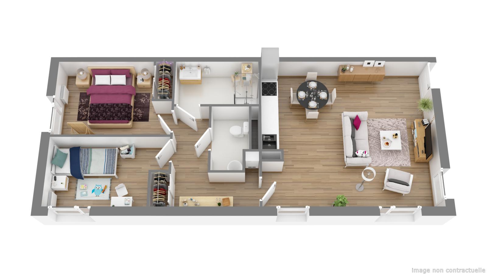 3 pièces - 1er étage - 68m² - 774,07 € - Photo #2
