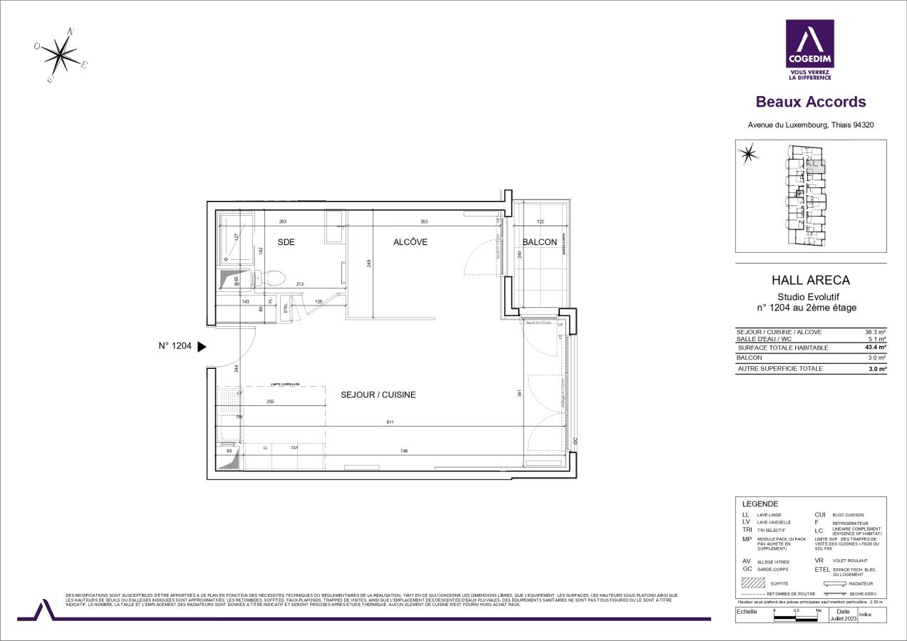 
																																							1 pièce - 
																																						2ème étage - 43m² - 1 046,39 € - Photo #1