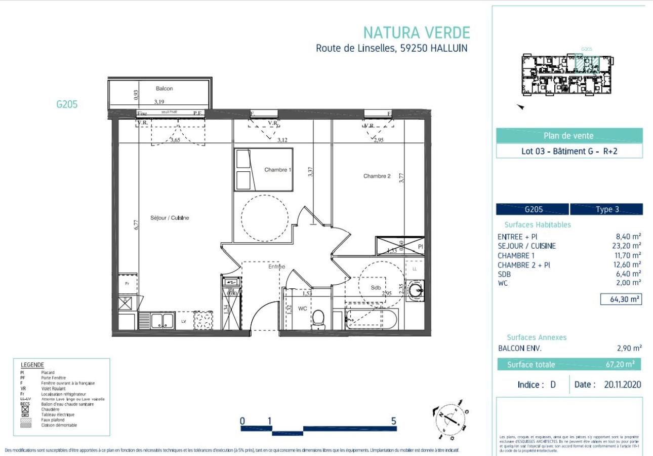 3 pièces - 2ème étage - 64m² - 763,98 € - Photo #7