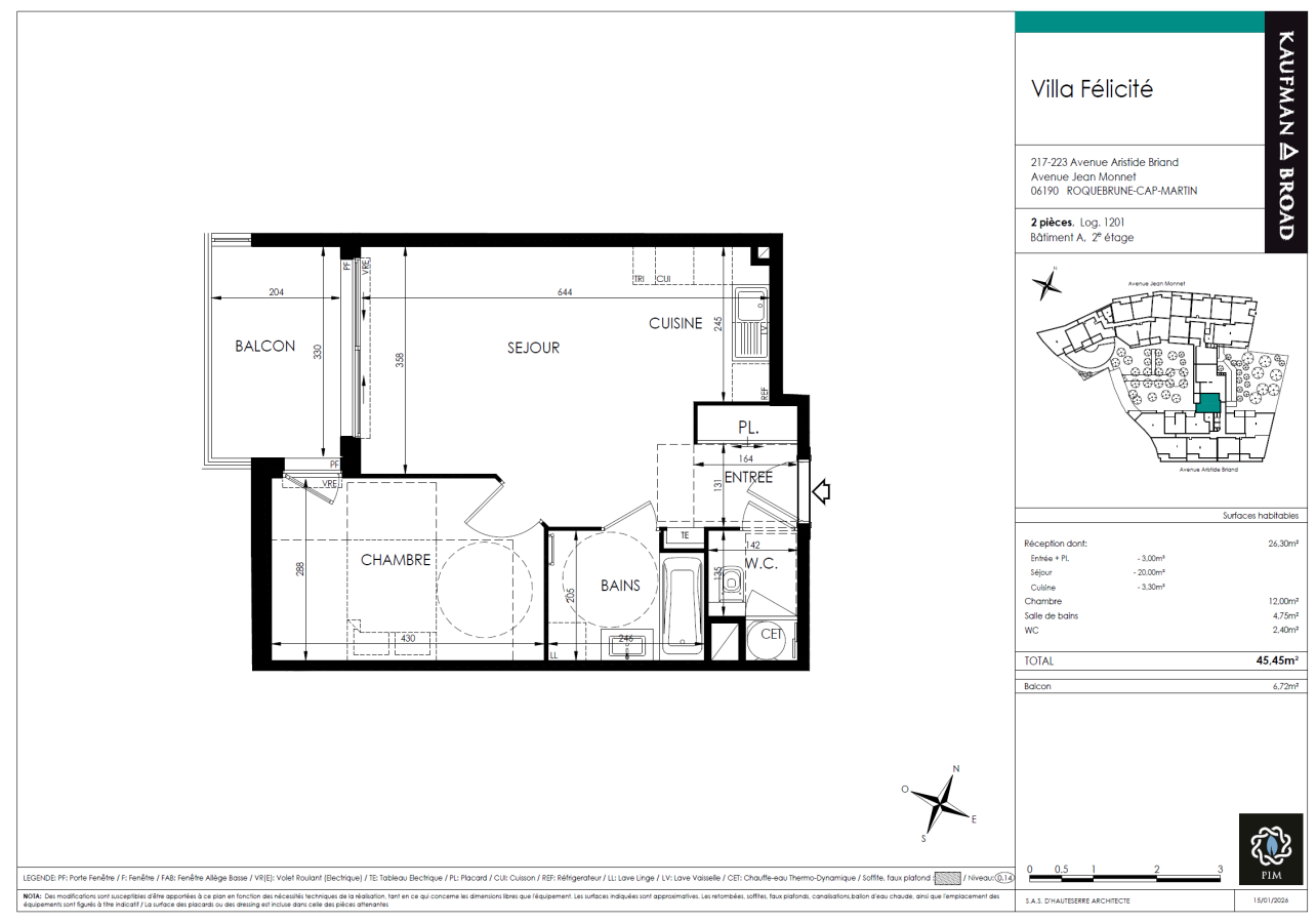 
																																							2 pièces - 
																																						2ème étage - 46m² - 1 173,01 € - Photo #5