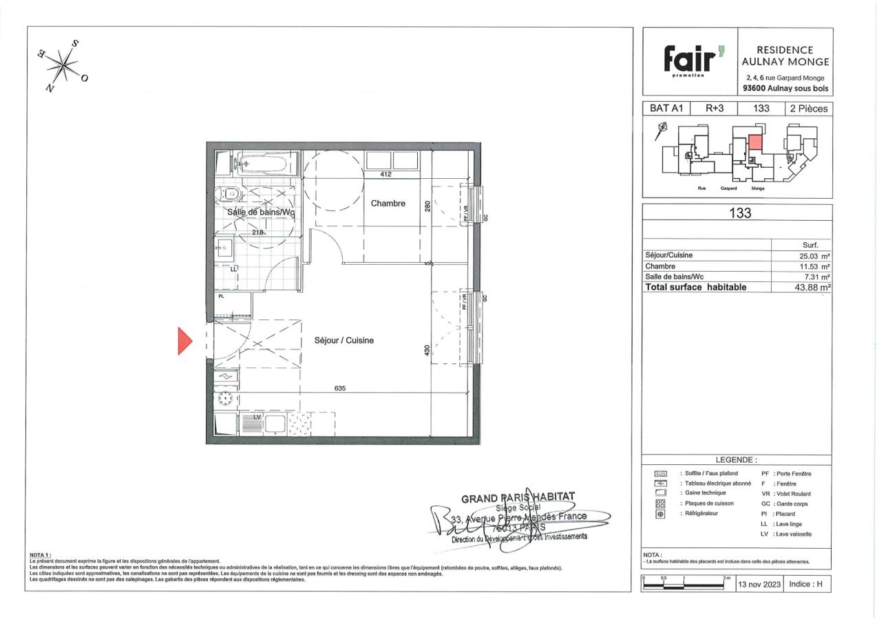 
																			2 pièces - 
																		5ème étage - 44m² - 933,55 € - Photo #1
