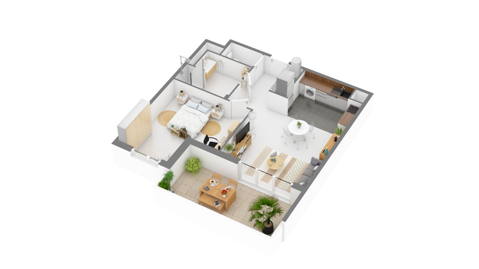
																			2 pièces - 
																		3ème étage - 46m² - 741,40 € - Photo #0