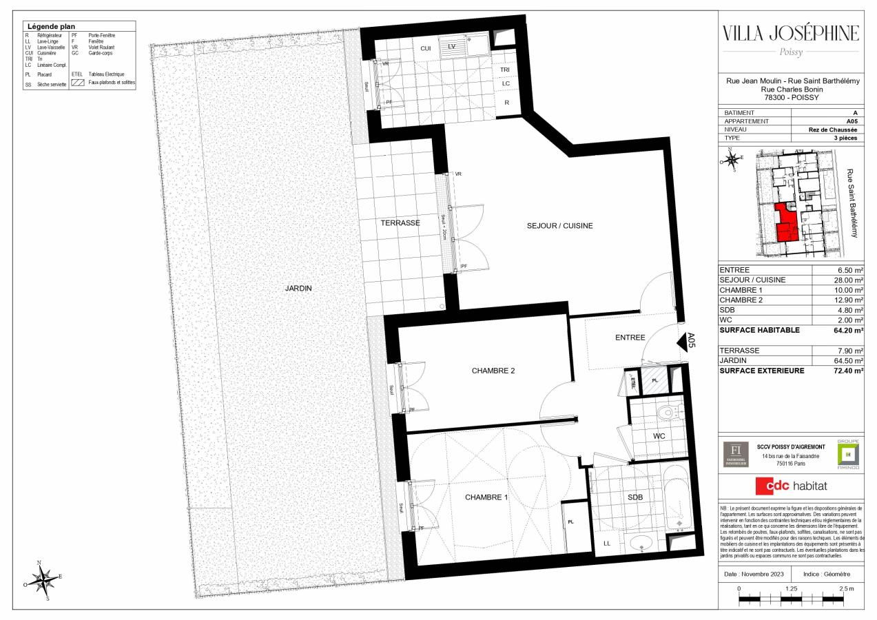 
																			3 pièces – 
																		RDC – 65m² - 1 293,78 € - Photo #0