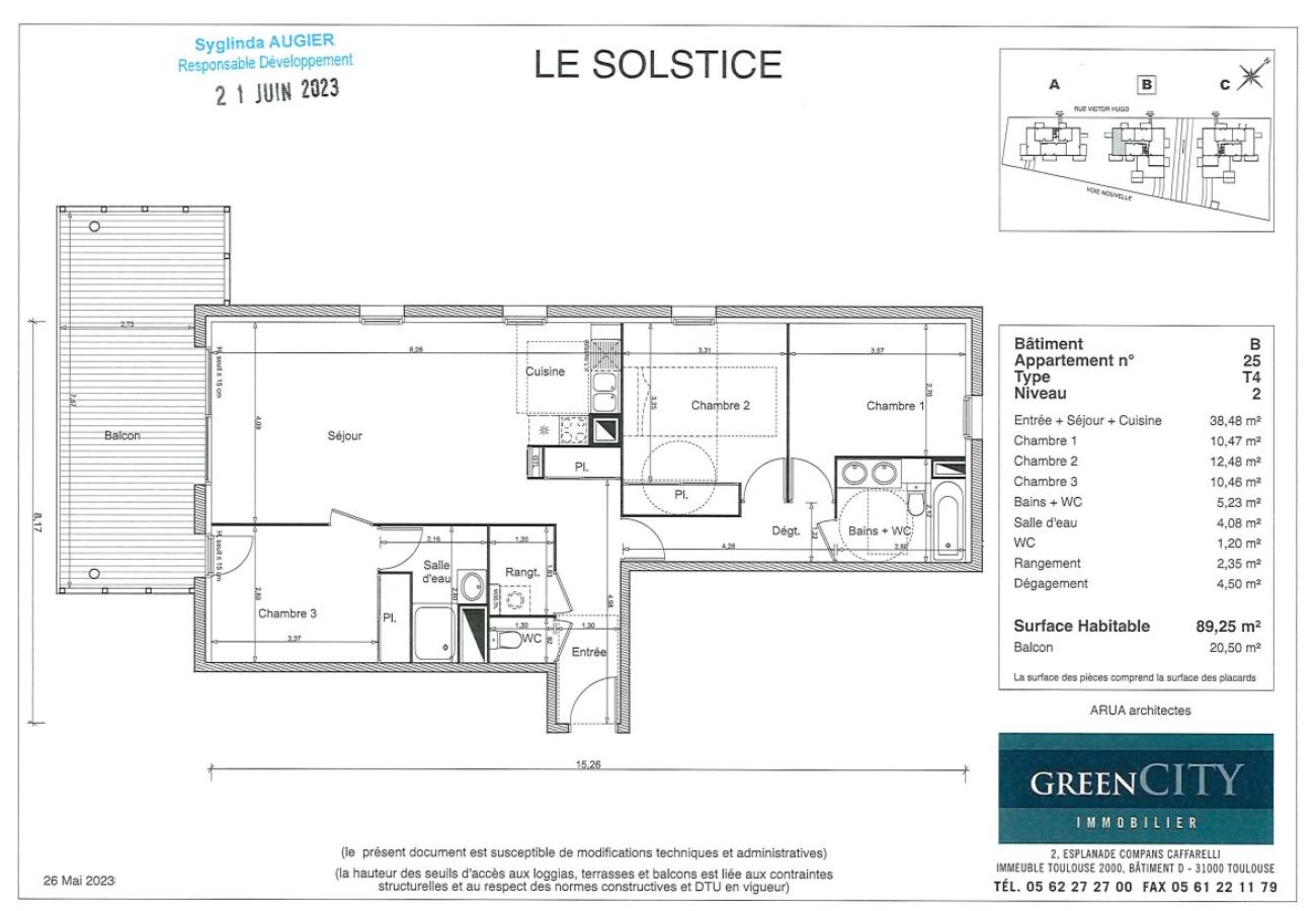 
																			4 pièces – 
																		2ème étage – 89m² - 1 107,58 € - Photo #7