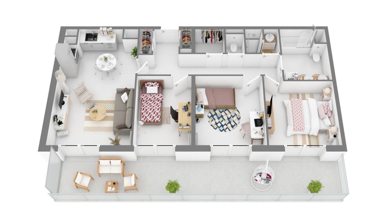 
																																							4 pièces - 
																																						3ème étage - 80m² - 1 224,93 € - Photo #1