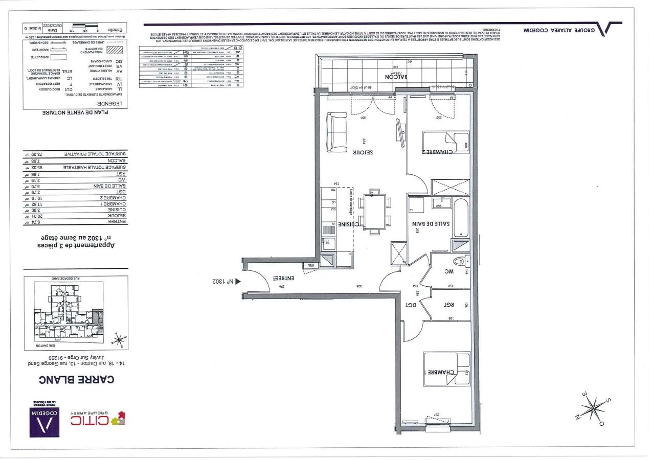 3 pièces - 3ème étage - 65m² - 1 216,57 € - Photo #0