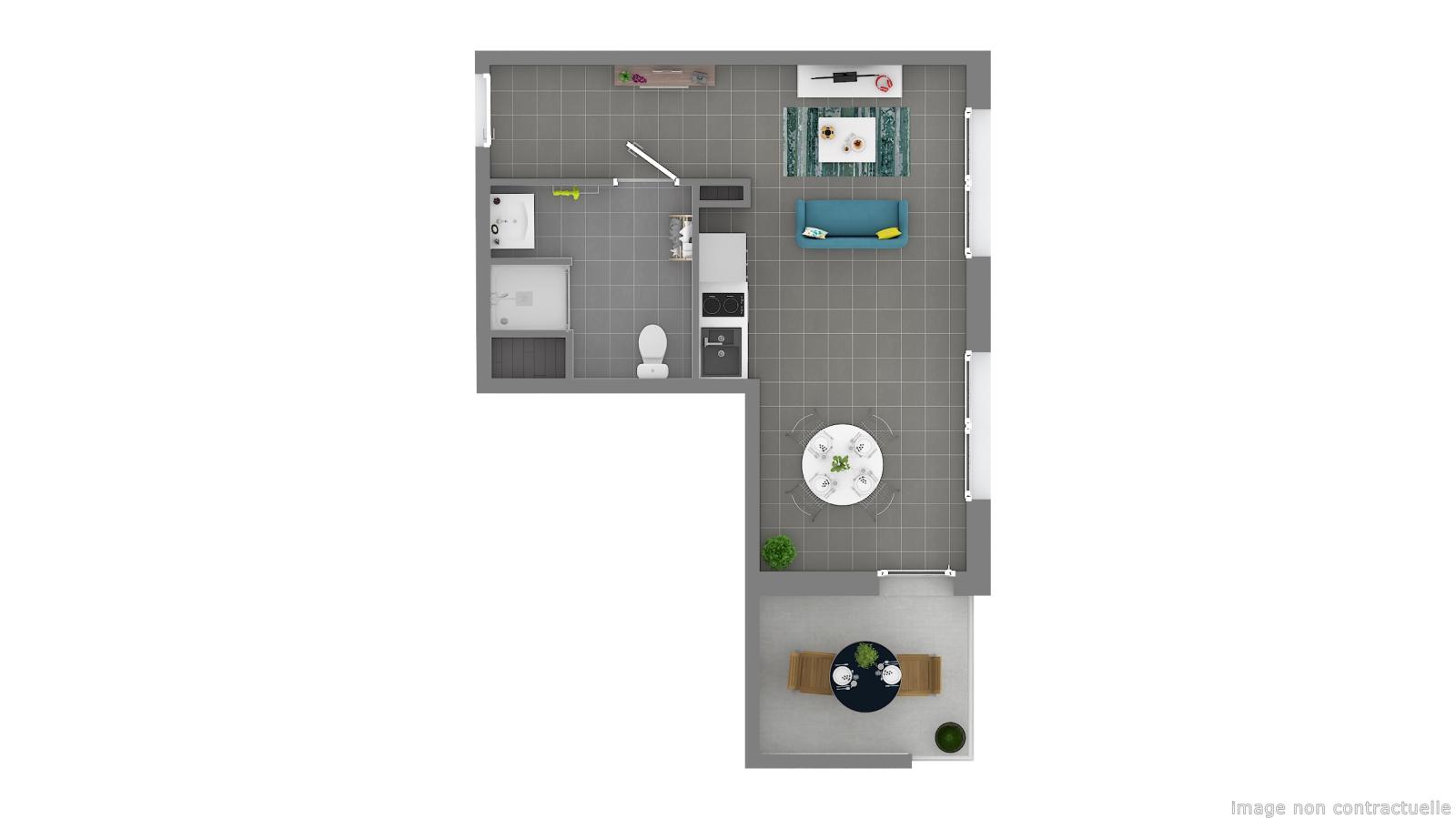 2 pièces - 5ème étage - 48m² - 921,30 € - Photo #4