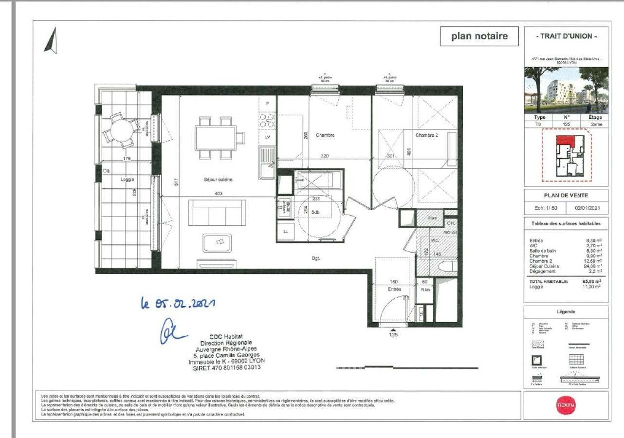 3 pièces - 2ème étage - 66m² - 948,45 € - Photo #0