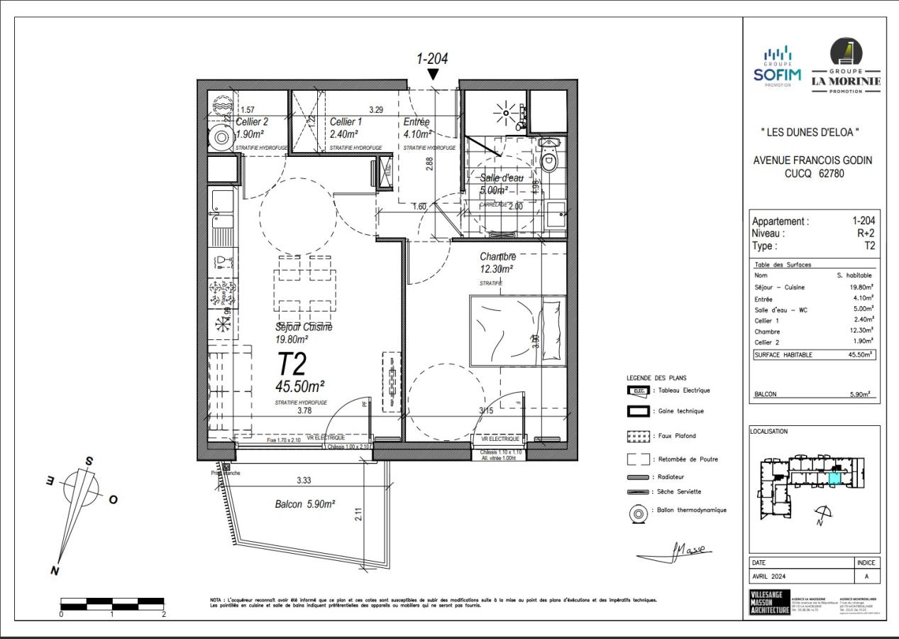 
																																							2 pièces - 
																																						2ème étage - 46m² - 693,11 € - Photo #2